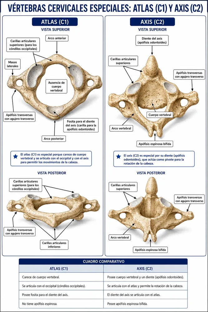 Atlas y Axis - Vertebras cervicales especiales